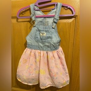 OshKosh B'gosh Blue and Pink Floral Kids Overall Dress